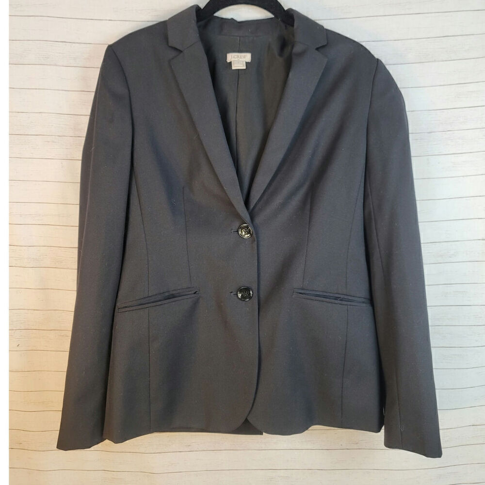 J. CREW WOOL BLEND 2 BUTTON BLAZER IN BLACK, SZ 2